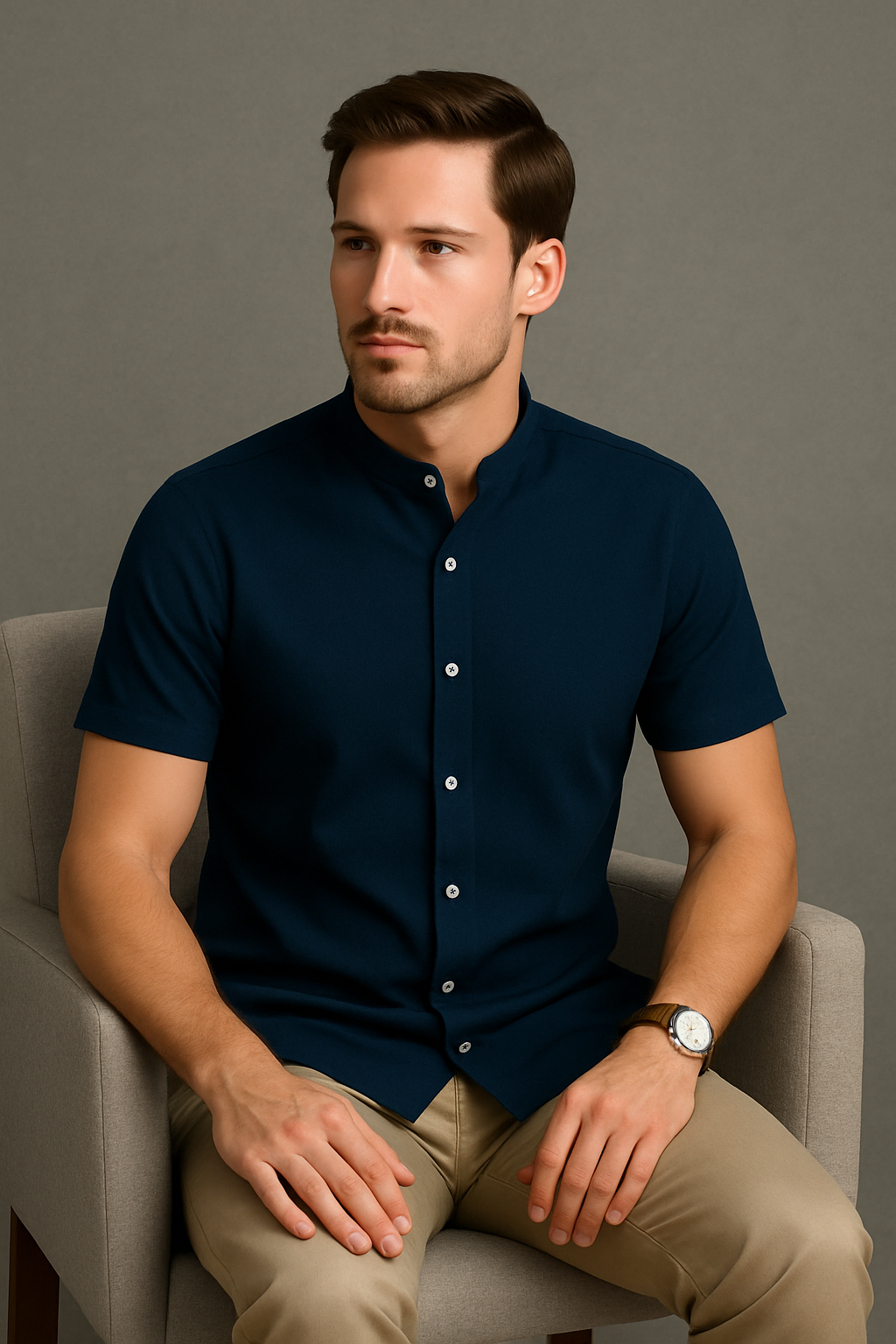 Vishal Midnight Mandarin Shirt