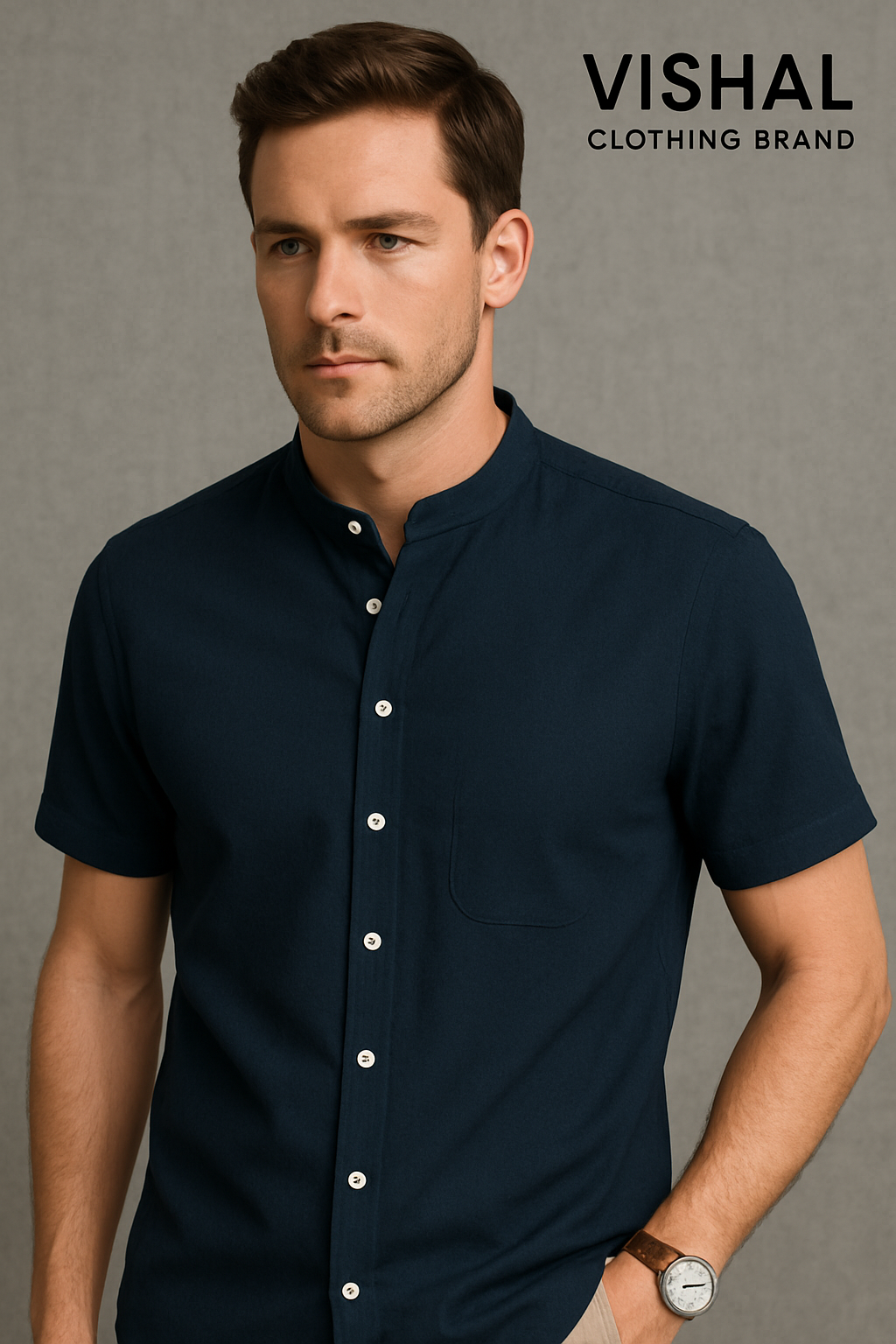 Vishal Midnight Mandarin Shirt